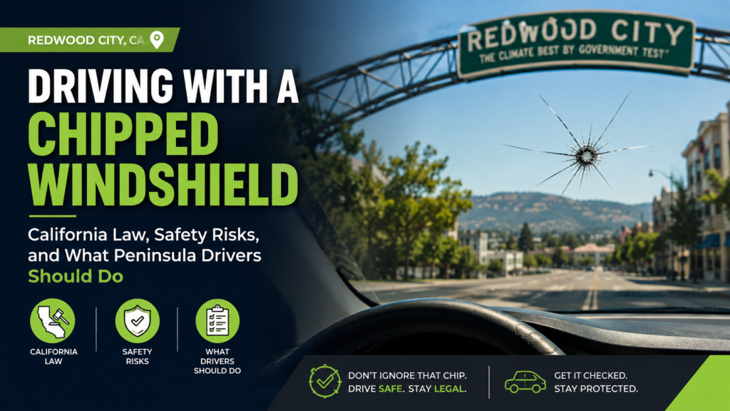 Driving with a Chipped Windshield in Redwood City: California Law, Safety Risks, and What Peninsula Drivers Should Do